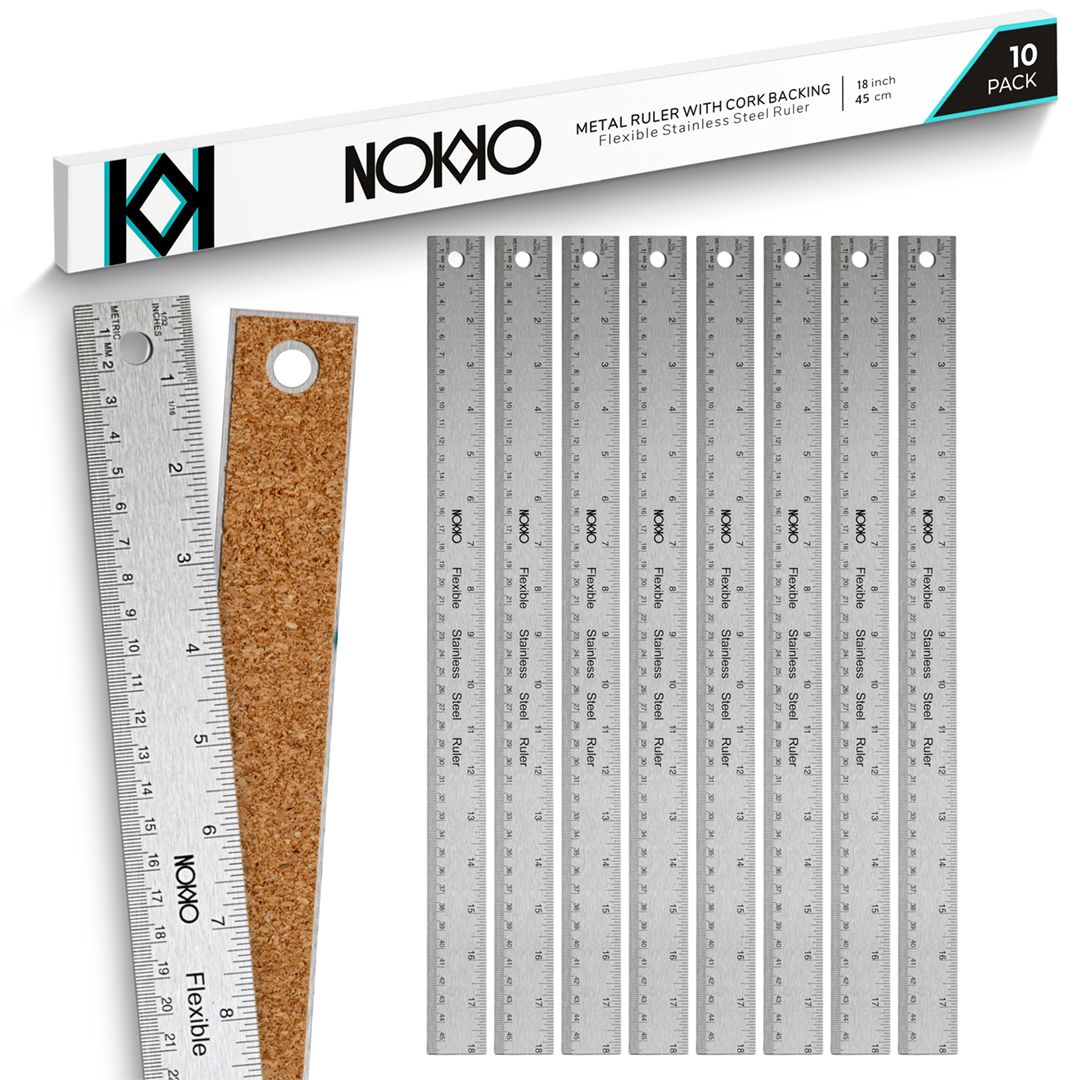Westcott® Stainless Steel Ruler With Non Slip Cork Base, 18" Long, 1 Each